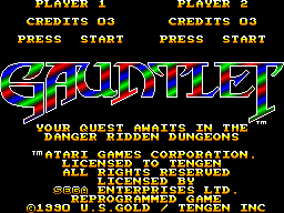 Gauntlet title screen for Sega Master System